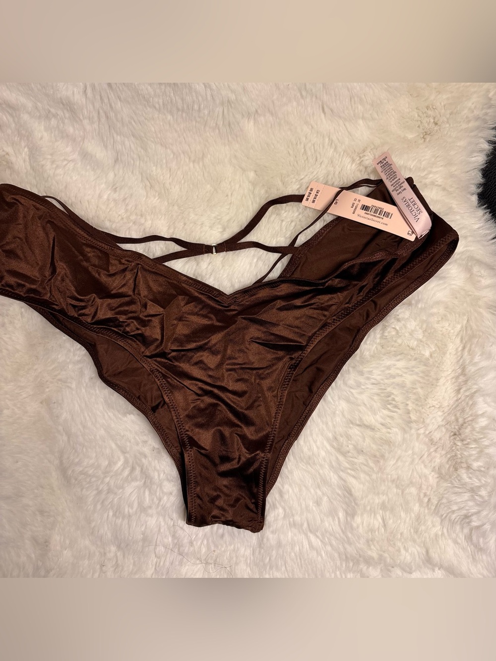 Victoria’s Secret Strappy-Back High-Leg Cheeky Panty, Brown, NWT, Size L